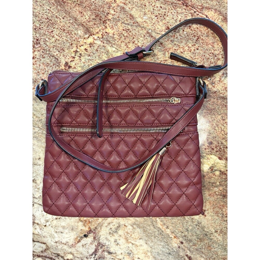 LOVEVOOK Quilted Vegan Leather Crossbody Purse – Adjustable Strap, Burgundy NWOT - Picture 10 of 12